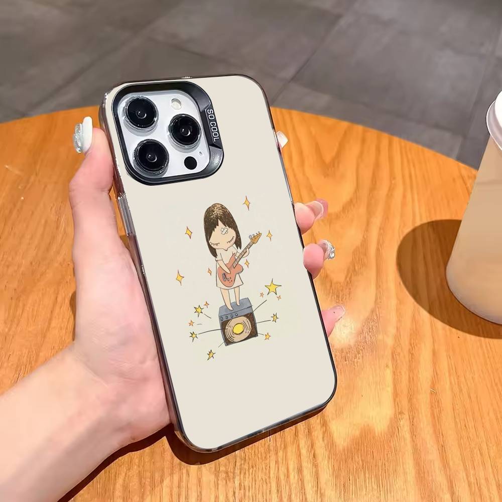 Cute Y-Yoshitomo Nara Phone Case For iPhone17,16,15,14,13,12,11,Pro,MAX Gray Matte Silicone Black Cover iPhone11PROMAX