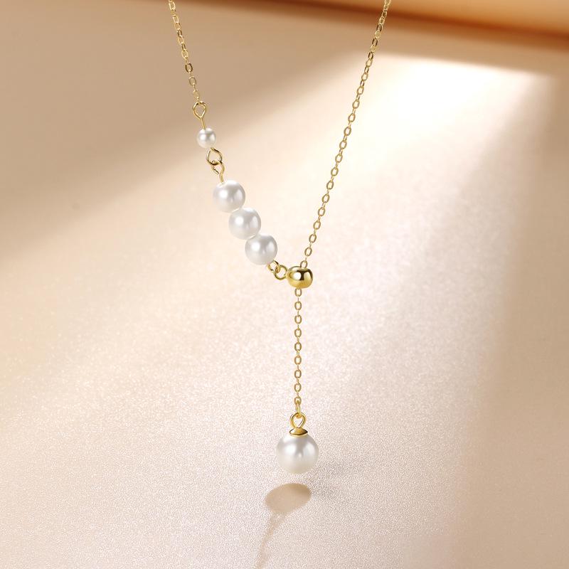 Women's S925 Sterling Silver Pearl Tassel Necklace - Elegant Luxury Clavicle Chain
