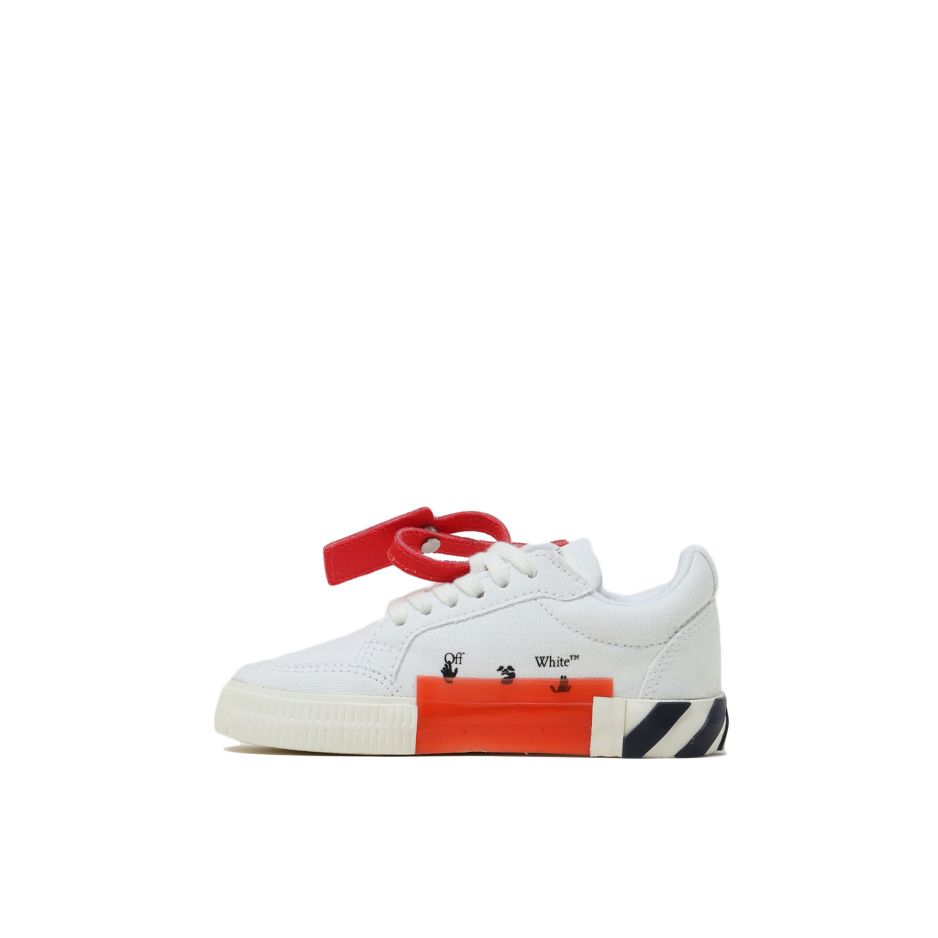 Off-White Cotton Low-Top Lace-Up Fashion Sneakers Kids Sneakers White Black OBIA003S22FAB0010146