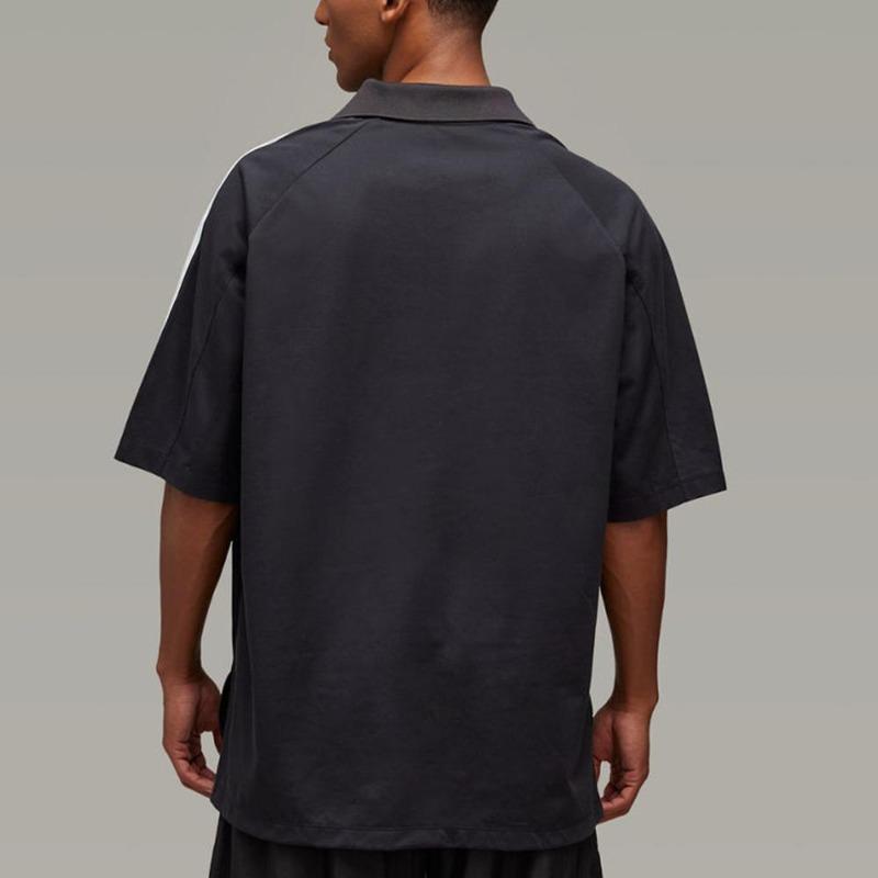 Y-3 Unisex Relaxed Raglan Sleeve T-Shirt with Left Arm Stripes and Side Slits JN4877
