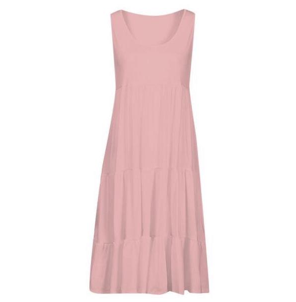 Women's Sleeveless Round Neck Patchwork Beach Dress - 7 Colors, 8 Sizes