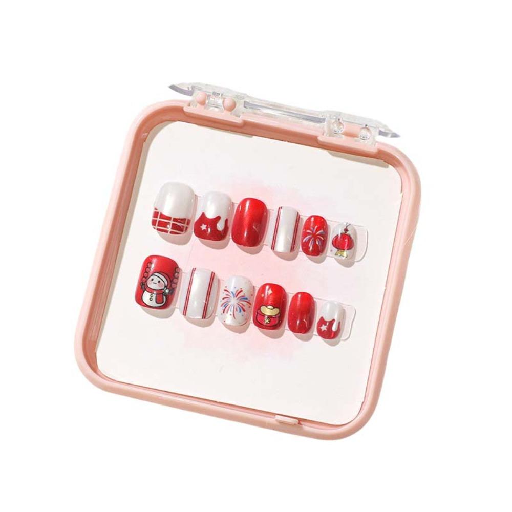 Bowknot Fireworks Kids Cartoon Fake Nails Gilded Cat Eyes Kids Fake Nail Extension  Student