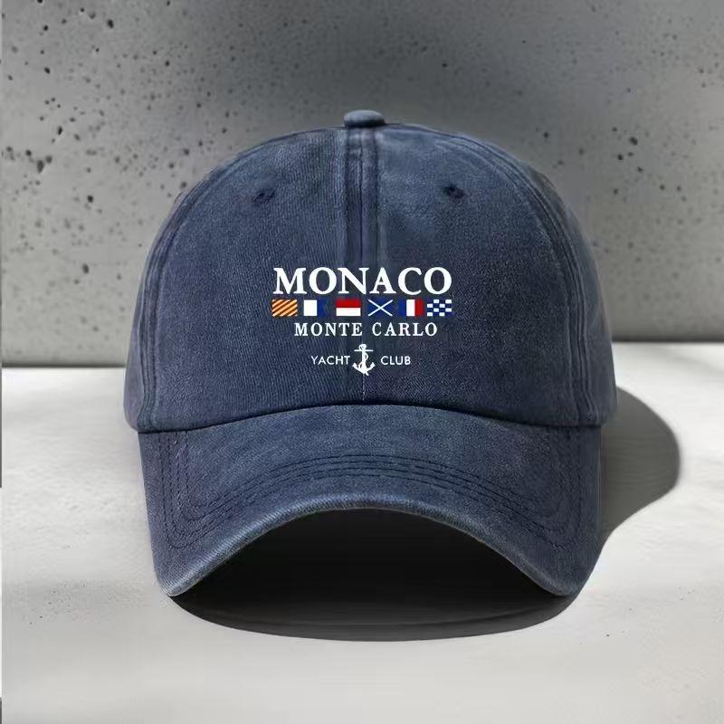 A Retro Washed Baseball Cap with a Design Inspired by Monaco Montecarlo and Geometric Patterns | Unisex's Outdoor Baseball Cap