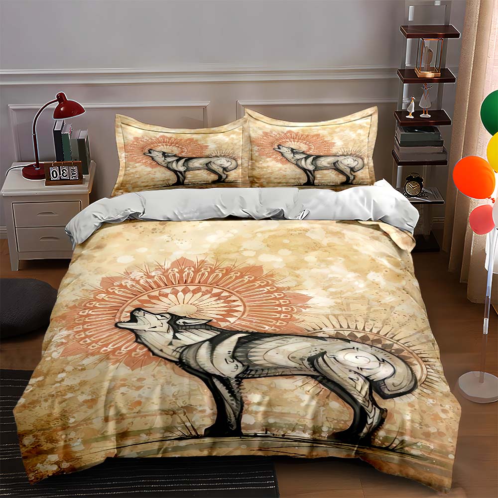 

Wolf, Mandala, Textured Bedding Duvet cover sets Duvet covers Pillowcases gifts (1 * Duvet Cover 2 * Pillowcases, without duvet insert) 135x200cm