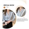 New Spring and Autumn Elegant Pearl Decorated Silk Satin High-End V-Neck Chiffon Blouse for Women