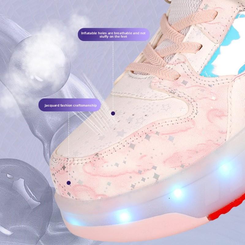 LED Roller Skates Shoes with 4 Wheels Speed Sneaker Shoes for Girls Women Sneakers with Wheels Children's Roller Skates Shoes
