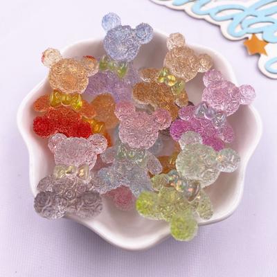 10PCS Resina Colorida Desenho Animado Laço Cristal Rosa Urso Estatuetas Flatback Strass DIY Decoração de Casamento Acessórios de Scrapbooks Artesanato