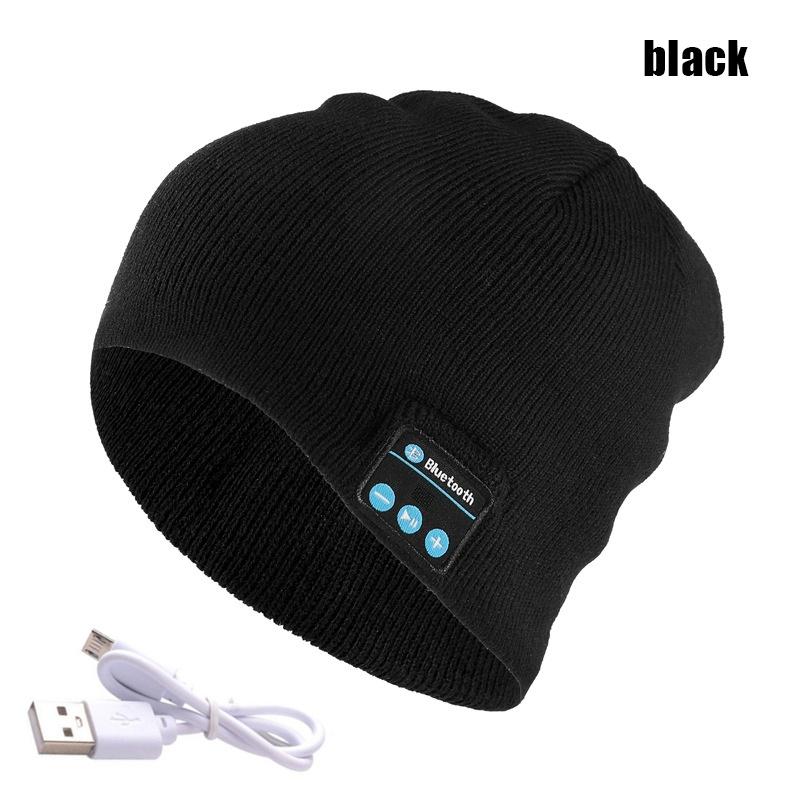 

Bluetooth шапка-бини наушники музыкальная шапка M5 зимняя беспроводная кепка для наушников USB перезаряжаемая гарнитура с микрофоном спорт для iPhone Xiaomi Samsung телефон M чёрный