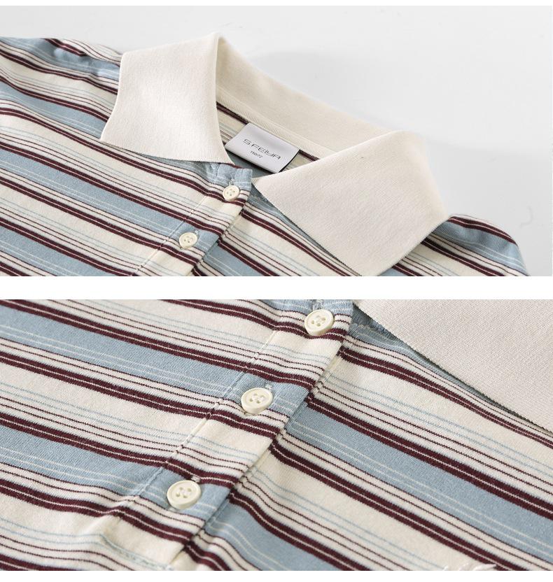 Gestreiftes Polo-Shirt und Jeans-Hose mit weitem Bein für Mädchen - Koreanischer Stil Lässige Sommer-Mode