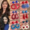 2025 New Retro Hong Kong Style Colorful Earrings: Luxury, High-End Studs, Exaggerated Fashion for Women