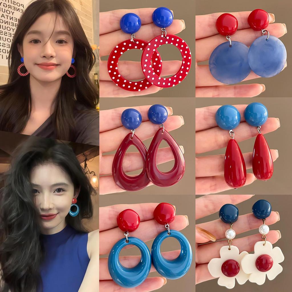 2025 New Retro Hong Kong Style Colorful Earrings: Luxury, High-End Studs, Exaggerated Fashion for Women