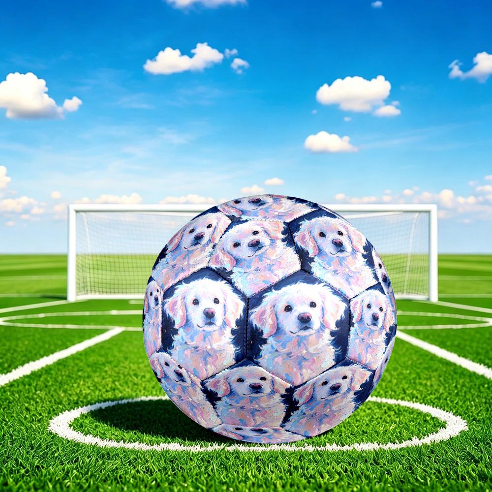 1pc Puppy Pastel Colors Theme Soccer Ball Football, Size 5, Lightweight PVC, Outdoor Training Soccer Ball,Gift c6512