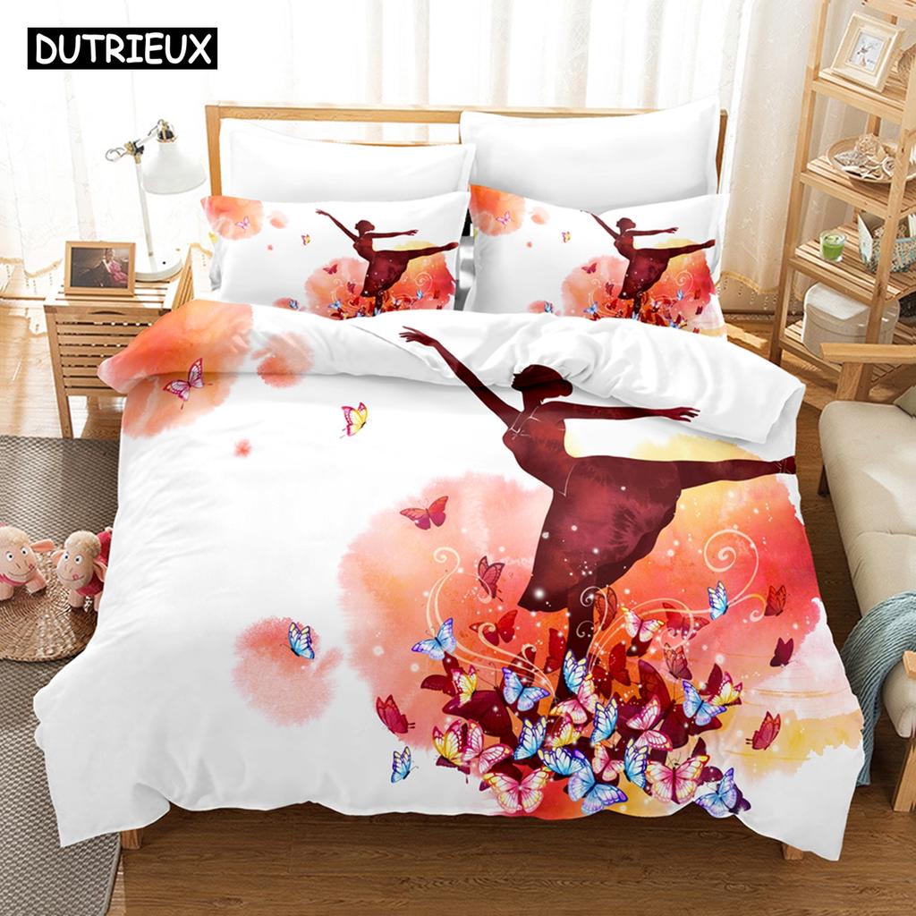 3D Printed Cartoon Ballet Girl Bedding Set Down Quilt Cover With Pillowcase Double SIngle King 3D Printed Anime My Dress-U