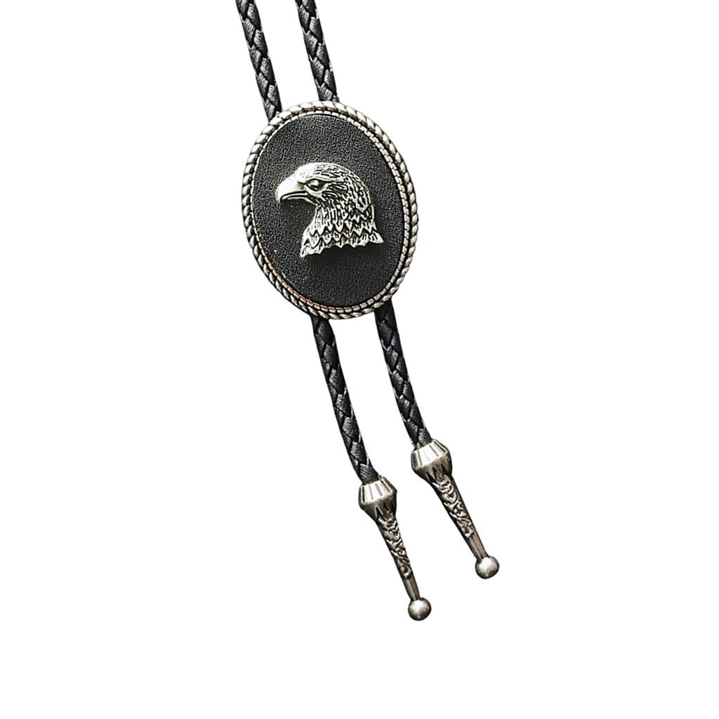 Eagle Head Bolo Tie Women Men Unisex Vintage PU Leather Necktie Rope Tie Neck Jewelry Rodeos Tie for Formal Theme Party