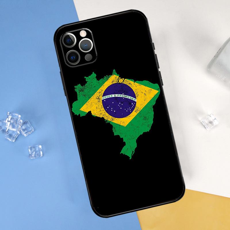 

Brazil Brazilian Flag Phone Case For iPhone 16 15 13 11 12 14 Pro Max Mini X XR XS Max Plus Soft Cover iPhone 16 Pro