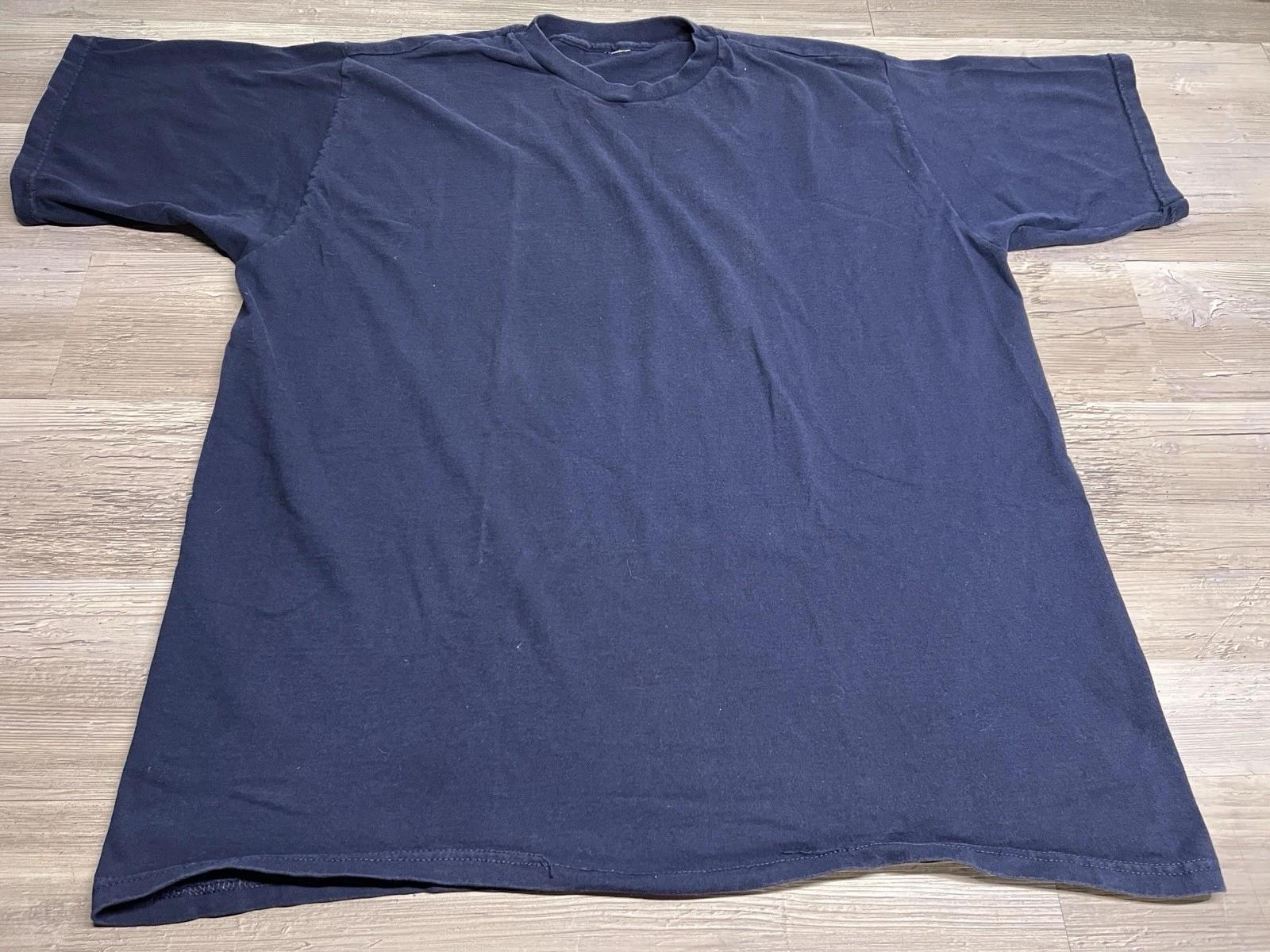Vintage Y2K Faded Oversized Blank T-Shirt Navy Blue Mens Size 2XL Short Sleeve 2XL