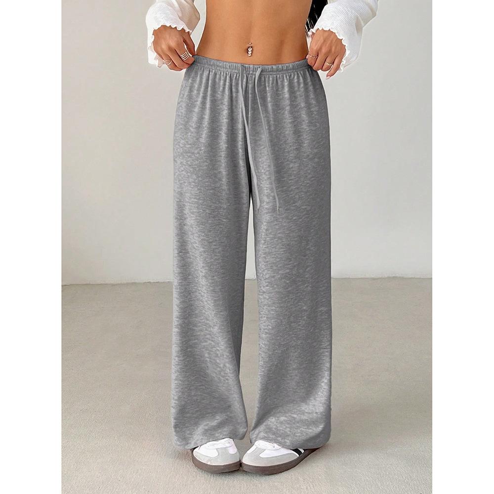 New simple casual pants women's front lace-up sweatpants loose wide-leg long pants