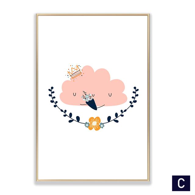 Nordische Poster und Drucke Sonne Wolke Regenbogen Stern Wandkunst Leinwandmalerei Cartoon Wandbilder Kinderzimmer Dekor Heimdekoration