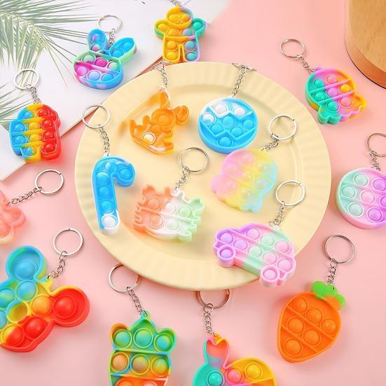 Bubble Popping Keychain Students Office Workers Stress Relief Push Bubble Key Ring Backpack Hanging Decoration Charm