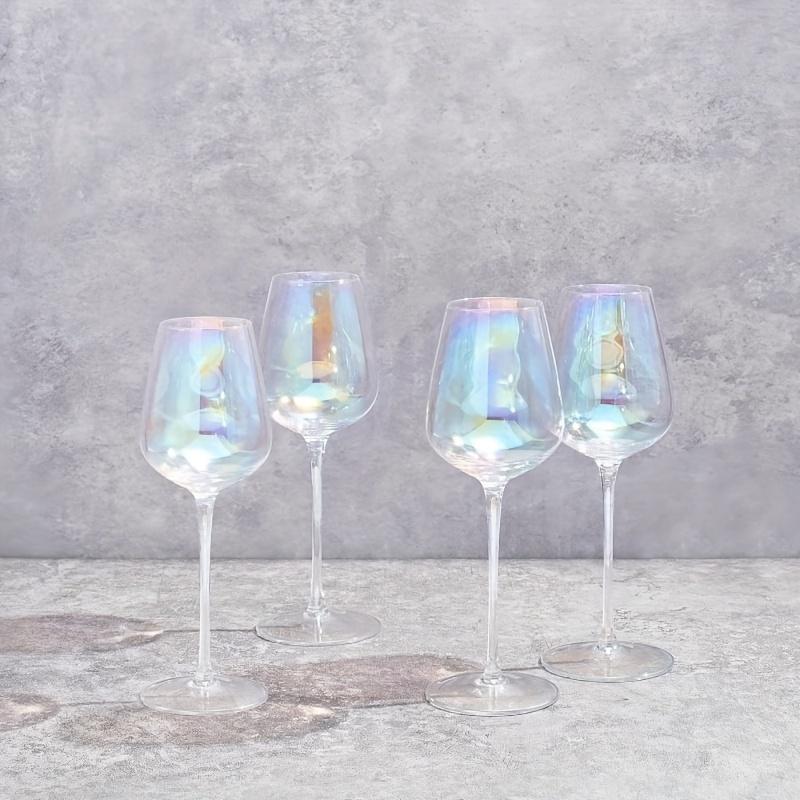 2pcs Glasses Glass Cup Wine Glasses Nordic Style Crystal Glass U-type Decanter Household Rainbow Wine Decanter Kitchen Supplies