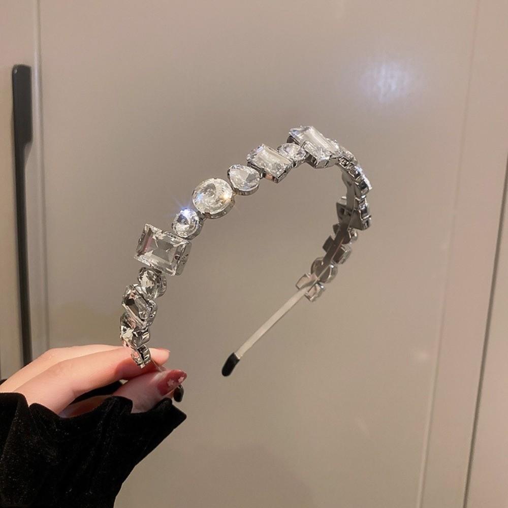 Zinc Zinc Alloy Rhinestone Headband Leaf Women Hair Hoop Temperament Bridal Wide Headband  Girls