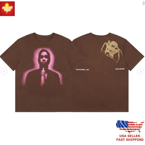 New Apparel Sp5der Worldwide Tee Brown Graphic T-Shirt Hip Hop Streetwear Unisex T-Shirt XXL