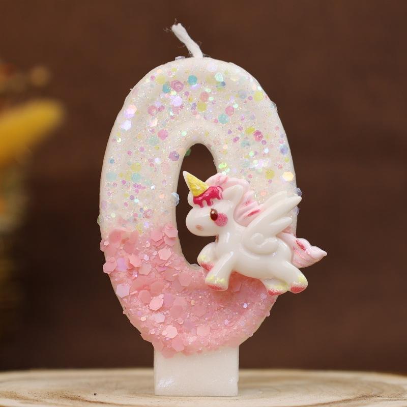 Happy Birthday Candle 0-9 Numbers Candle Pink Unicorn Birthday Candles for Cake Children's Birthday Party Candle Cake Decorating
