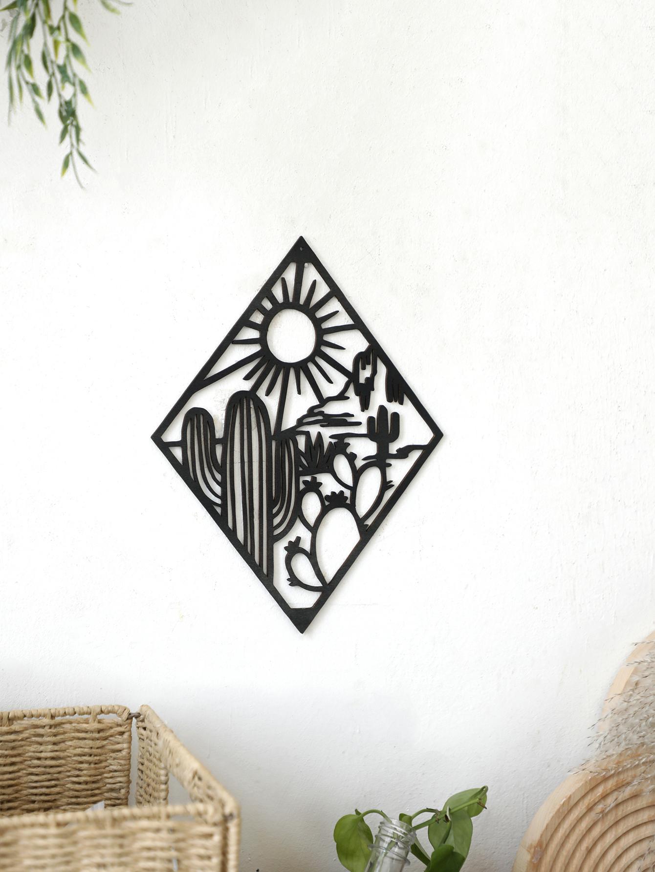 

Cactus Hollow Shape Wooden Wall Mount Room Wall Decor Boho Modern Home Decoration Study Room Black Art Wall Hanging Crafts Gift