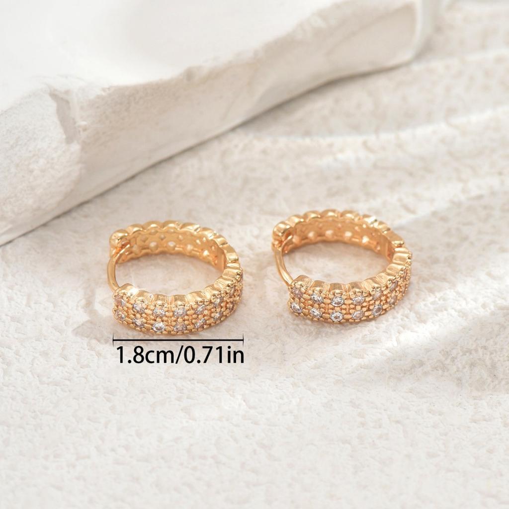 2025 Shein Hot-selling New Style Jewelry, Geometric Inlaid Zircon Earrings, Versatile High-end Stud Earrings