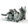Resin Cat Sculpture: Glasses-Wearing Literary Cat Reading Book – Outdoor Garden Ornament