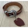 Used HTC Western Carving Belt Size 38 Belt Leather Brown Genuine Leather Western Belt Leather Belt