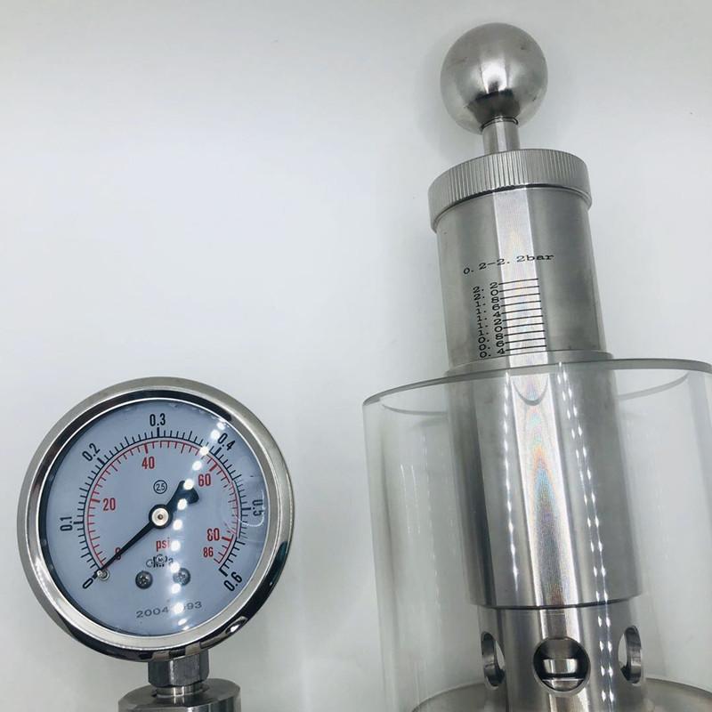 Sanitary Beer Pressure Relief Valve 1.5" TC 50.5mm Fermentation Tank Exhaust Valve with Pressure Gauge for Home Brew