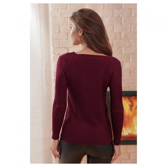 AQE FASHION V-Neck Fine Hair Knitting Detailed Sweater, Women's Fashion Autumn and Winter Sweater