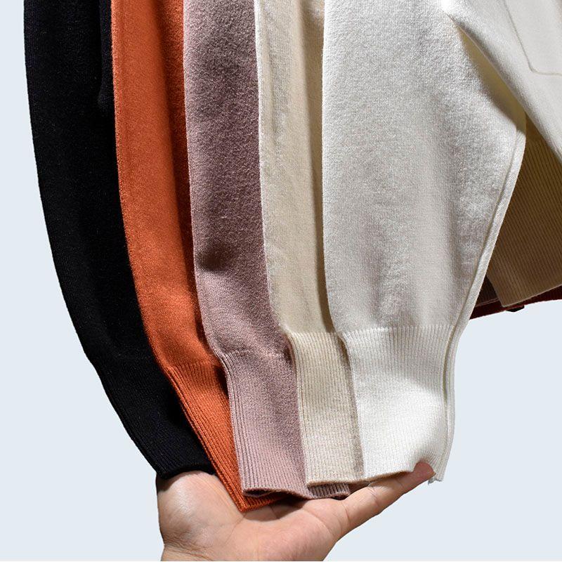 K-style Soft Comfortable Long Sleeve Sweater Loose Short Shipment Half Turtleneck Idle Style Bottoming Shirt Fall and Winter Pocket Women's Clothing