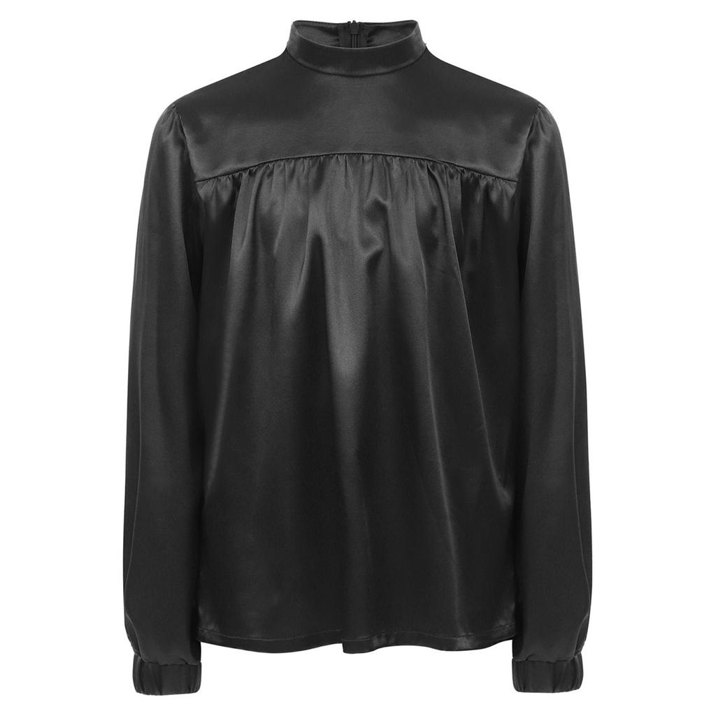 Chlapecké topy na liturgický tanec s vysokým límcem a dlouhým rukávem, se skrytým zipem vzadu, saténový top