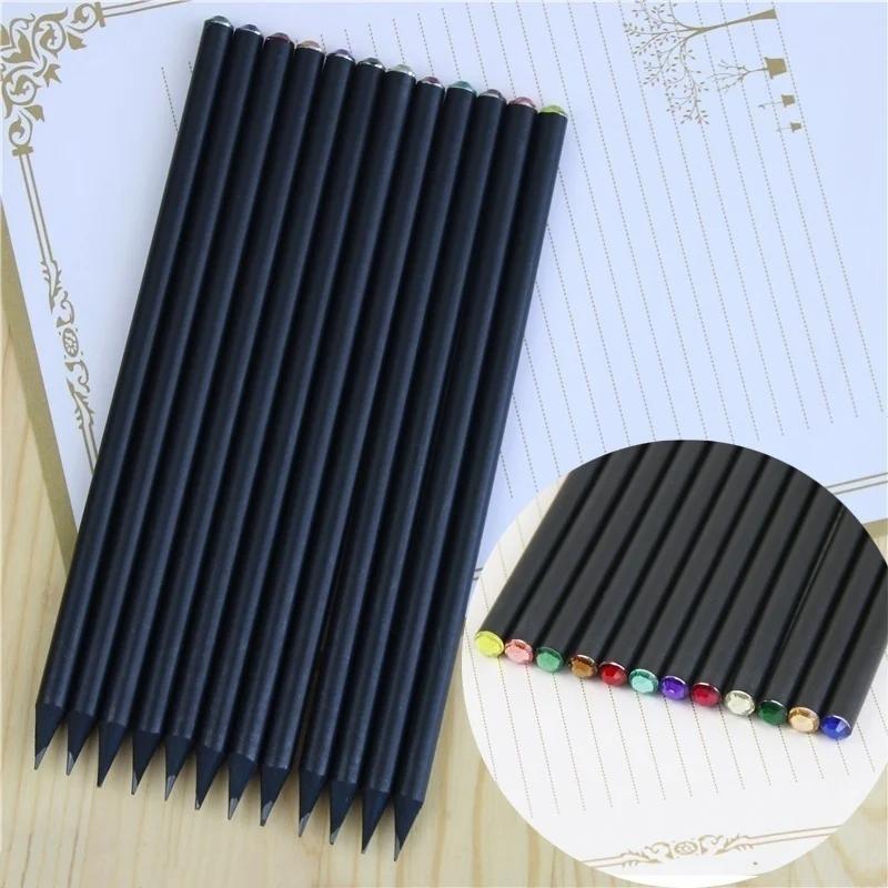 12Pcs Pencil Hb Diamond Color Pencil Stationery Items Drawing Supplies Cute Pencils For School Basswood Office School Cute