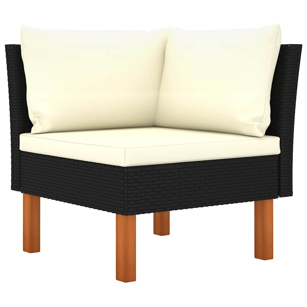 9 piece Garden Lounge Set with Cushions Poly Rattan Black