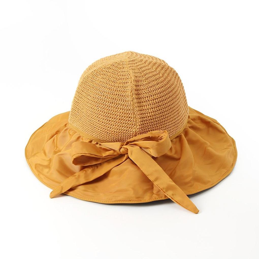 UV-blocking Blackout Ribbon Bucket Hat (yellow) Wide-brimmed Hat