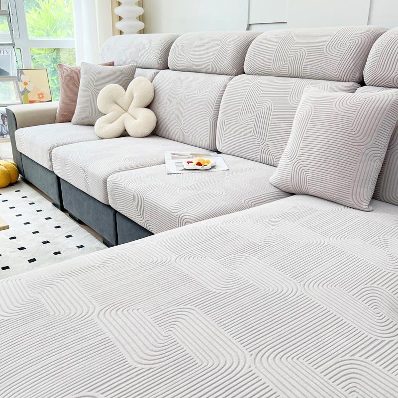 Sofa Seat Cushion Cover for Living Room Jacquard Thicken Stretch Removable Washable Sofa Cover Pets Kids Furniture Protector