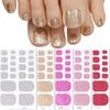 22tips/Sheet Waterproof Toe Nail Stickers Glitter Nail Polish Strips  Home DIY Nail Makeover