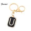 26 Alphabet Charm A-Z Rhinestone Letter Keychain, Zinc Alloy Capital Keyring, Plated for Handbags and Backpacks Decorative Key Accessory