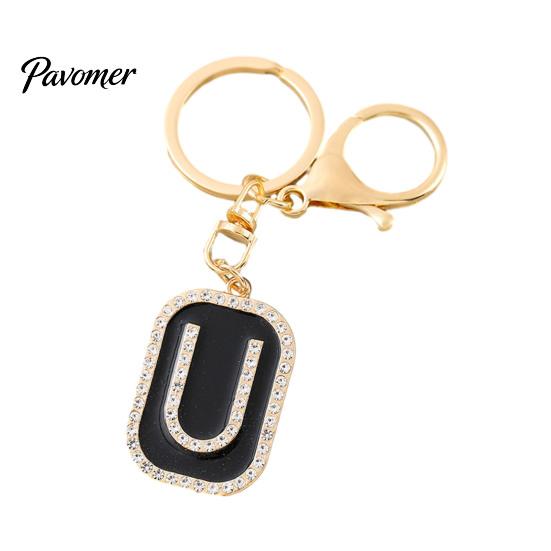 26 Alphabet Charm A-Z Rhinestone Letter Keychain, Zinc Alloy Capital Keyring, Plated for Handbags and Backpacks Decorative Key Accessory