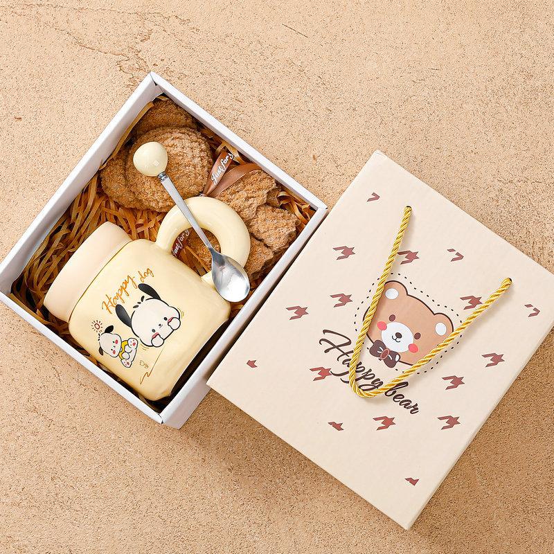 High-Value Ceramic Cup With Lid Spoon Water Cup Set Gift Box Cute Cup Souvenir Opening Gift