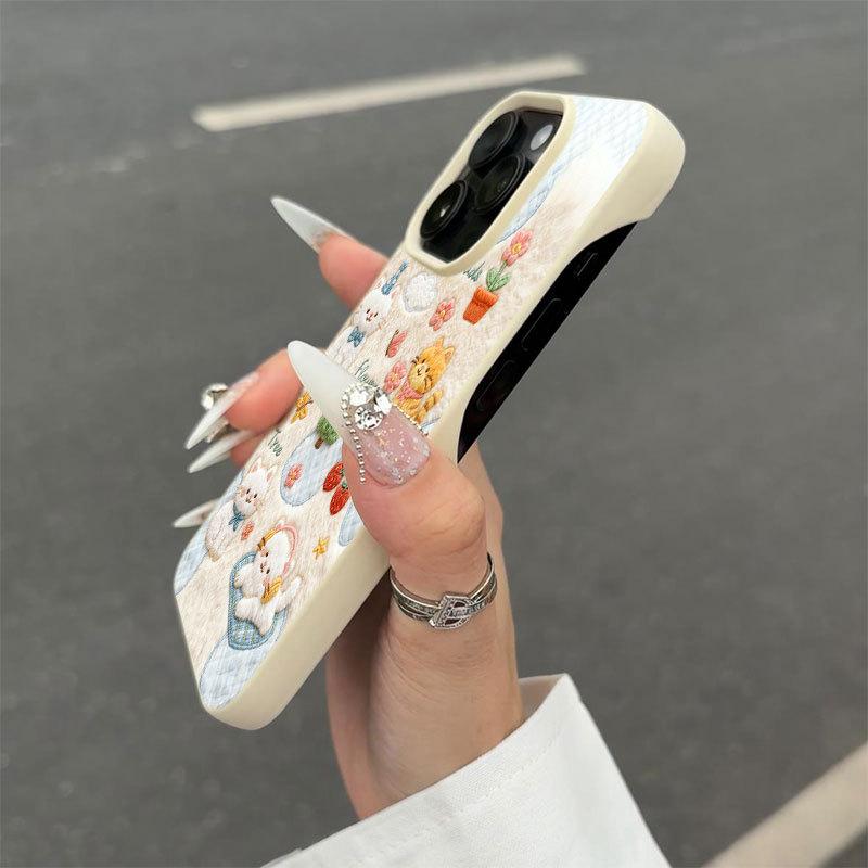 

Printed orange cat is suitable for iPhone17/16promax mobile phone case, half-pack case, cartoon. apple 17promax
