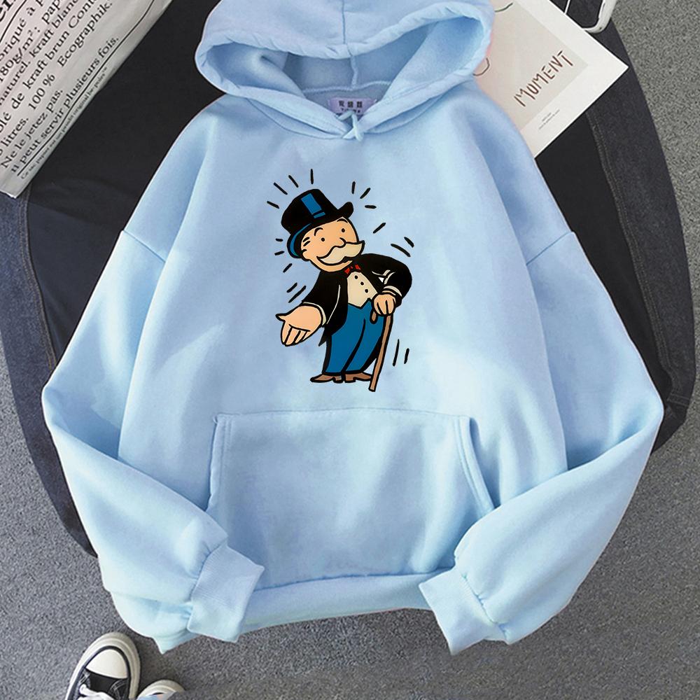 MONOPOLY MAN Hoodies Mens Sweatshirts for Winter/Autumn Hooded Fleece Cartoon Graphic Clothes Harajuku Unisex Sudaderas Hoodie