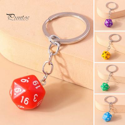 Zar Anahtarlık 20 Taraf Numarası Kavisli Paslanmaz Cilalı Zincir Geometrik Araba Anahtarlık Çanta DIY Kolye Anahtar Organizatör