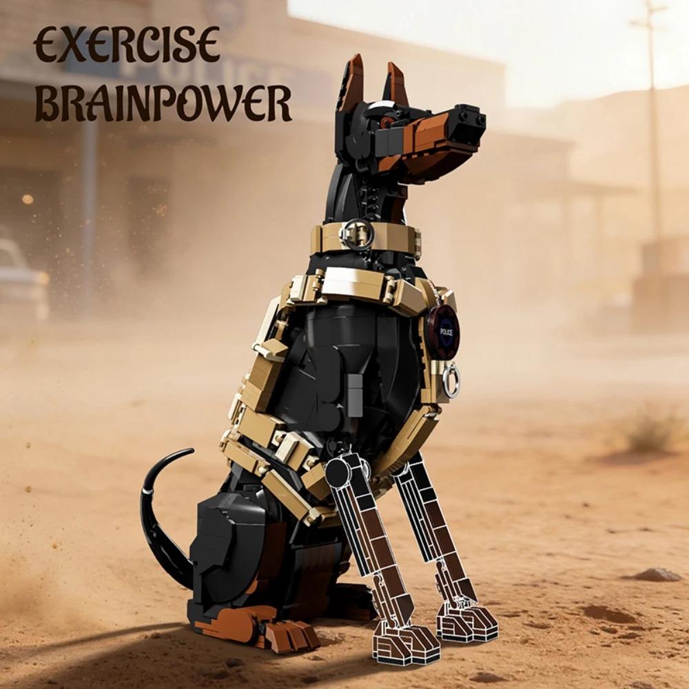 City Police Dog Building Blocks Model Doberman Animals Creative Bricks Toys for Kids Children Adult Gifts Cool Ornament 1300+pcs