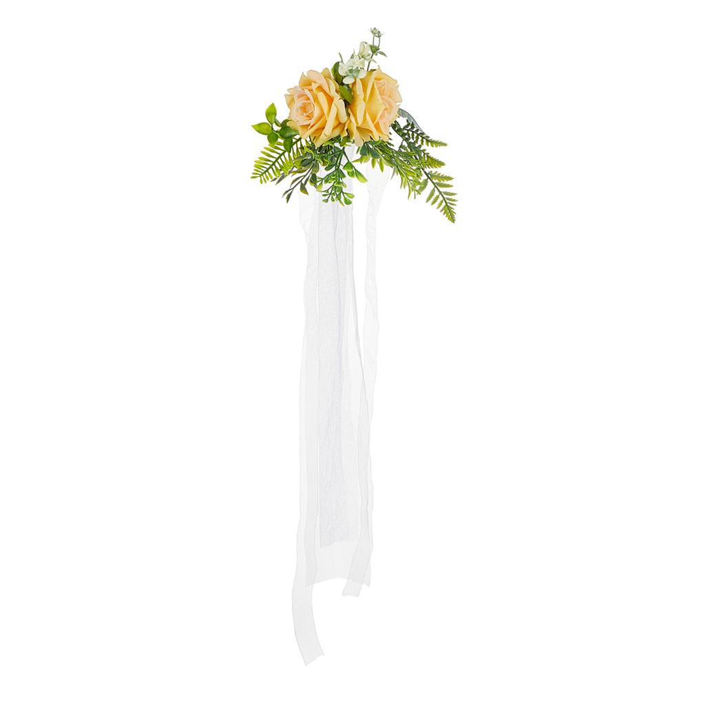 Wedding Aisle Decorations Chair Back Flower Decorations Artificial Flower with Long Ribbon for Ceremony Wedding Party