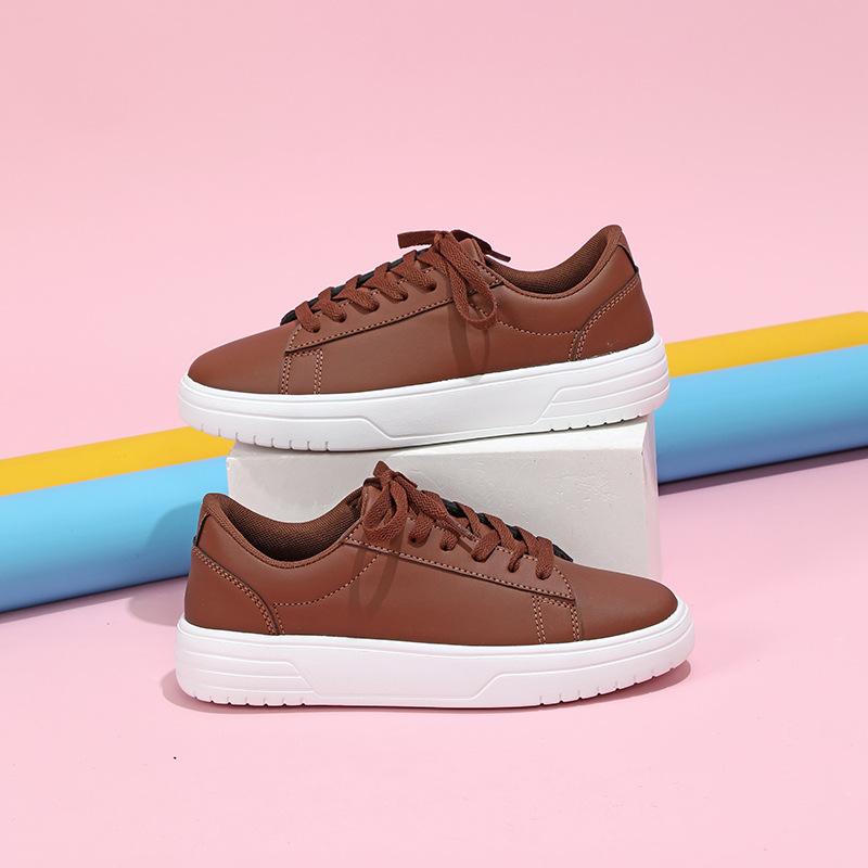 Lace-up White Shoes Casual Sneakers for Women PU Leather Walking Shoes Breathable Daily Flats Men Casual Sports Shoes Waterproof