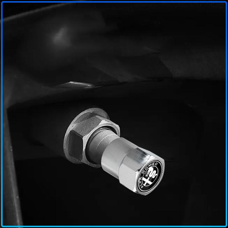 4Pcs Car Valve Stem Caps Cover Waterproof Car Accessories Stickers For Alfa Romeo 147 159 156 Giulietta Giulia Mito Spider Alpha Nheadrest